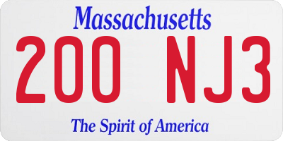 MA license plate 200NJ3