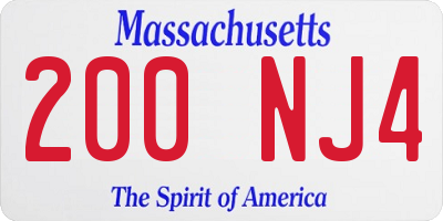 MA license plate 200NJ4