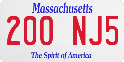 MA license plate 200NJ5