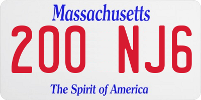 MA license plate 200NJ6