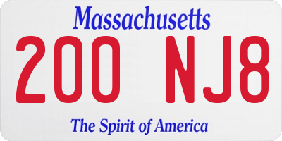 MA license plate 200NJ8