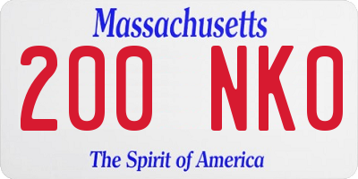 MA license plate 200NK0