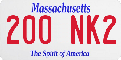 MA license plate 200NK2