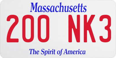 MA license plate 200NK3