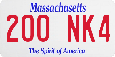 MA license plate 200NK4