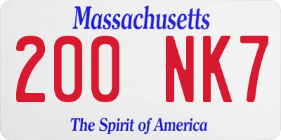 MA license plate 200NK7