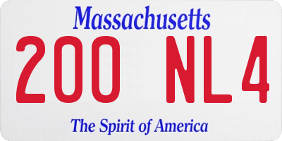 MA license plate 200NL4