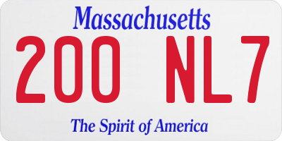 MA license plate 200NL7