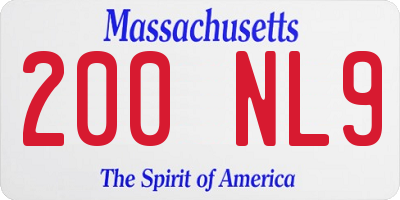 MA license plate 200NL9