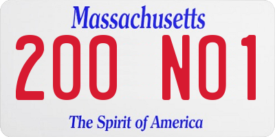 MA license plate 200NO1