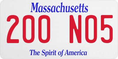 MA license plate 200NO5