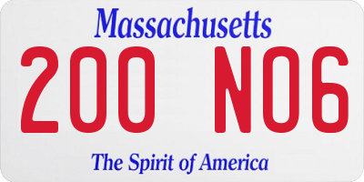 MA license plate 200NO6