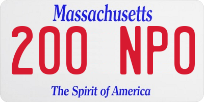 MA license plate 200NP0