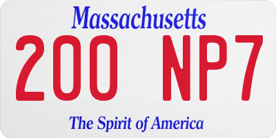 MA license plate 200NP7