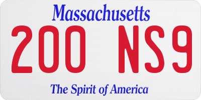 MA license plate 200NS9