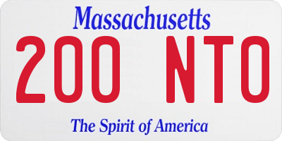 MA license plate 200NT0