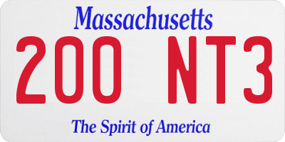 MA license plate 200NT3