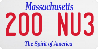 MA license plate 200NU3