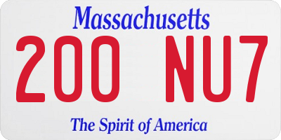 MA license plate 200NU7