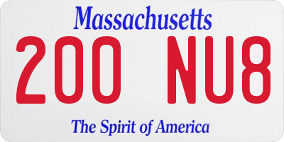 MA license plate 200NU8