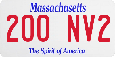 MA license plate 200NV2