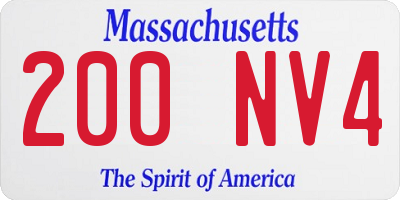 MA license plate 200NV4