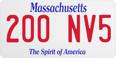 MA license plate 200NV5