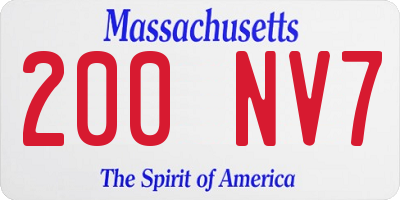 MA license plate 200NV7