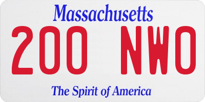 MA license plate 200NW0