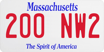 MA license plate 200NW2