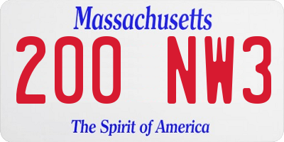 MA license plate 200NW3