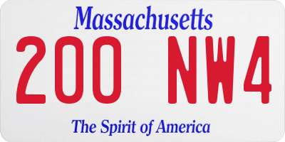 MA license plate 200NW4