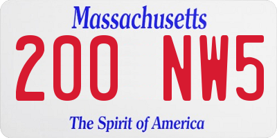 MA license plate 200NW5