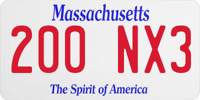 MA license plate 200NX3