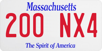 MA license plate 200NX4