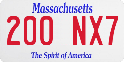 MA license plate 200NX7
