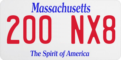 MA license plate 200NX8