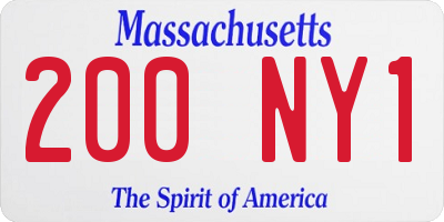 MA license plate 200NY1