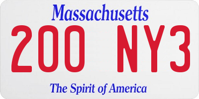 MA license plate 200NY3