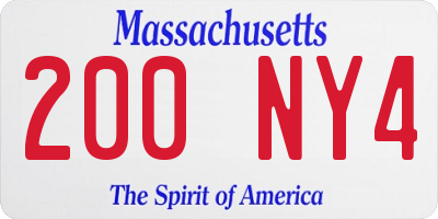MA license plate 200NY4