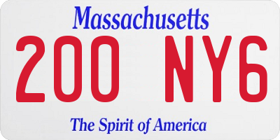 MA license plate 200NY6