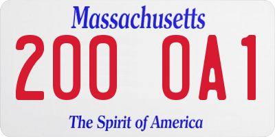 MA license plate 200OA1