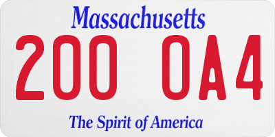 MA license plate 200OA4