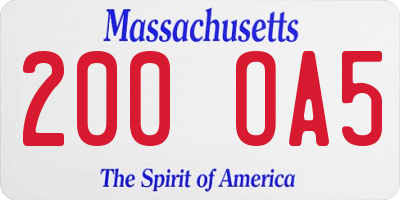 MA license plate 200OA5