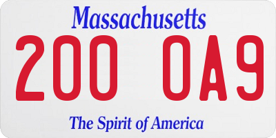 MA license plate 200OA9