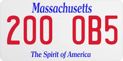 MA license plate 200OB5