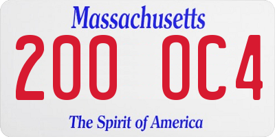 MA license plate 200OC4