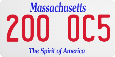 MA license plate 200OC5