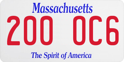 MA license plate 200OC6
