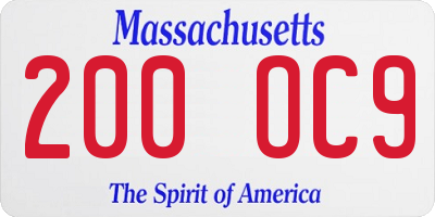 MA license plate 200OC9